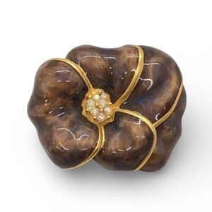 Bob Mackie Vintage brown enamel floral brooch